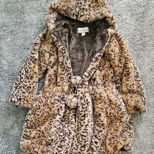 Leopard Print Kids Faux Fur Coat